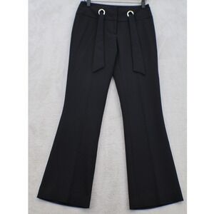 Cache Womens Black Grommet Tie Waist Flare Leg Dress Pants Size 0 Made in USA